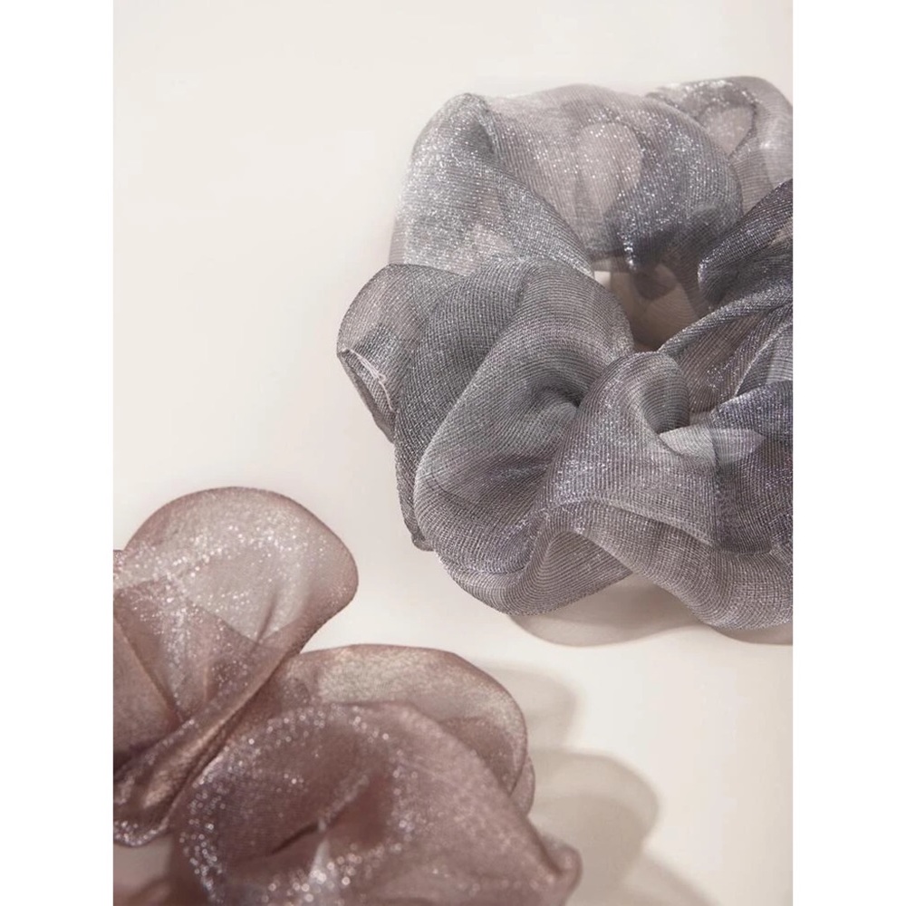 4 Pack Pleated Mesh Scrunchies - Picture 3 of 3